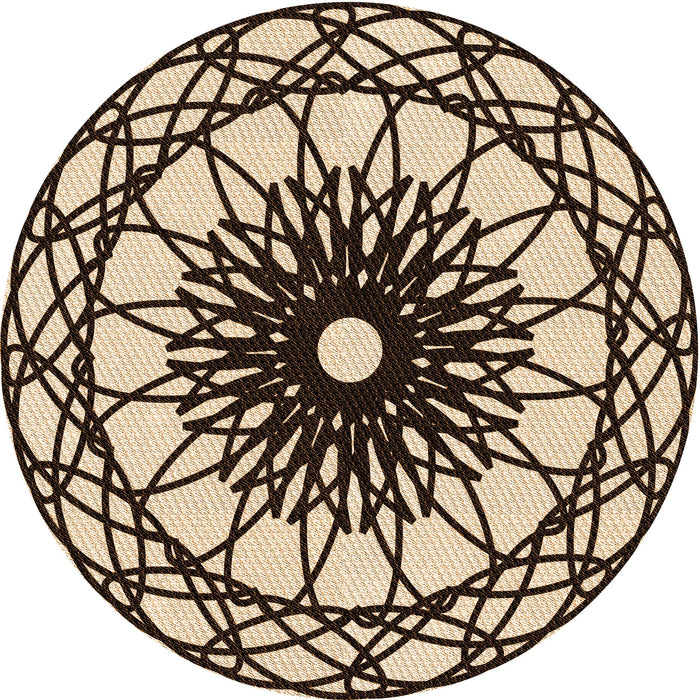 Square Patterned Deep Peach Orange Rug, pat2137org