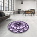 Round Patterned Purple Rug in a Office, pat2137pur