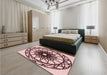 Patterned Light Red Pink Rug in a Bedroom, pat2137rd