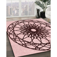 Patterned Light Red Pink Rug, pat2137rd