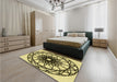 Patterned Mustard Yellow Rug in a Bedroom, pat2137yw