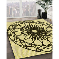 Patterned Mustard Yellow Rug, pat2137yw