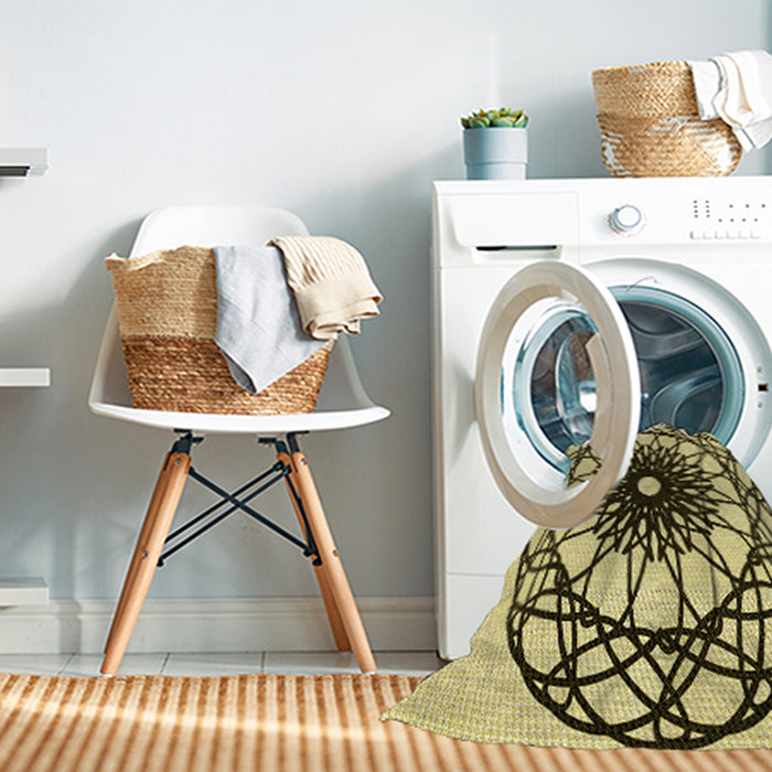Machine Washable Transitional Mustard Yellow Rug in a Washing Machine, wshpat2137yw