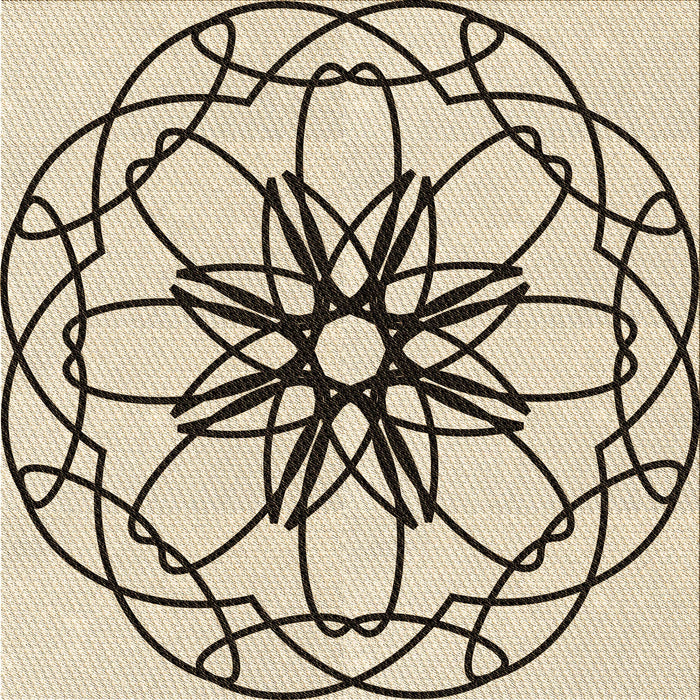 Round Patterned Wheat Beige Rug, pat2138brn