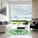 Square Patterned Mint Green Rug in a Living Room, pat2138grn