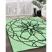 Machine Washable Transitional Mint Green Rug in a Family Room, wshpat2138grn