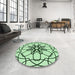 Round Patterned Mint Green Rug in a Office, pat2138grn