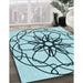 Machine Washable Transitional Deep-Sea Green Rug in a Family Room, wshpat2138lblu