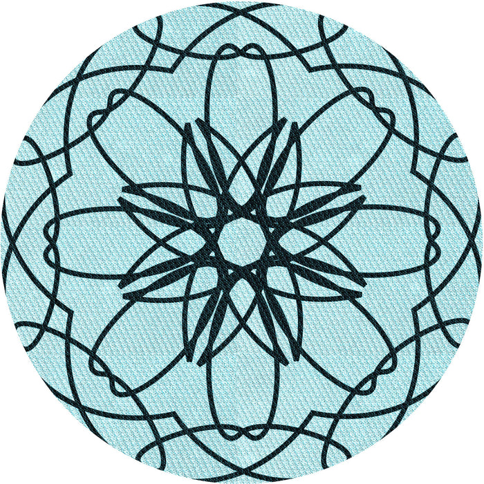 Square Patterned Deep-Sea Green Rug, pat2138lblu