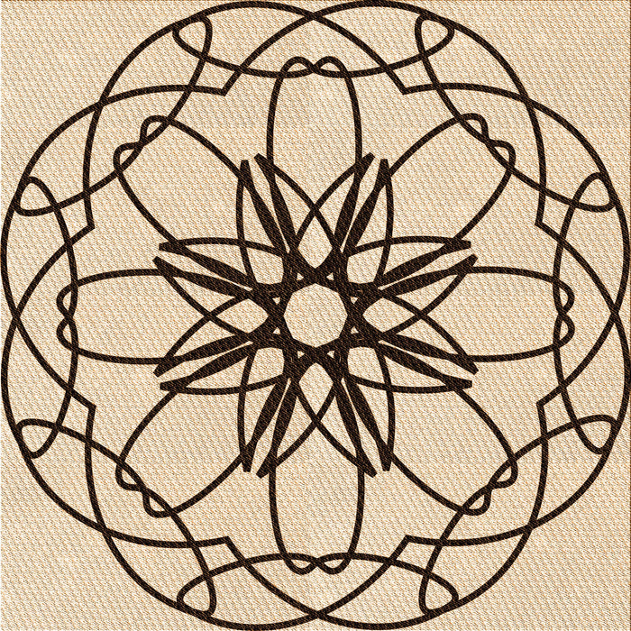 Round Patterned Sienna Brown Rug, pat2138org