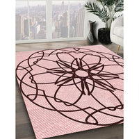 Patterned Light Rose Pink Rug, pat2138rd