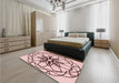 Patterned Light Rose Pink Rug in a Bedroom, pat2138rd