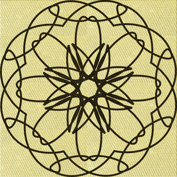 Round Patterned Harvest Gold Rug, pat2138yw