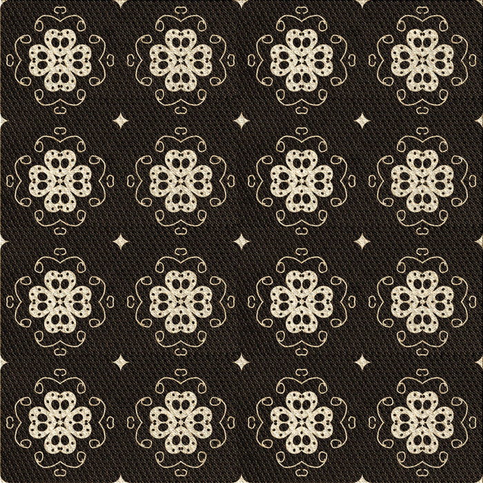 Round Machine Washable Transitional Black Rug, wshpat2139brn