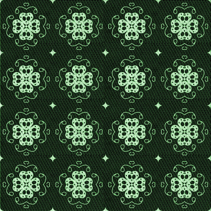 Round Machine Washable Transitional Green Rug, wshpat2139grn