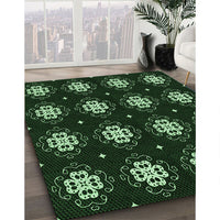 Patterned Green Rug, pat2139grn