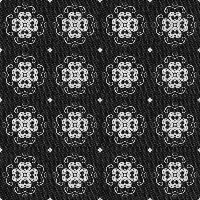 Round Machine Washable Transitional Black Rug, wshpat2139gry