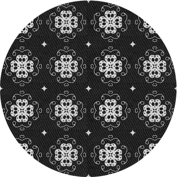 Square Patterned Black Rug, pat2139gry
