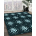 Patterned Deep-Sea Green Rug in Family Room, pat2139lblu