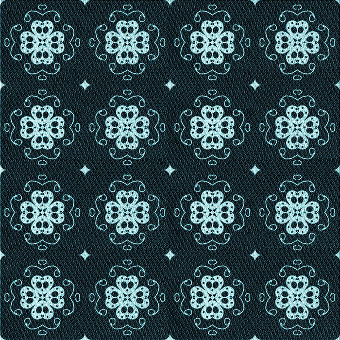 Round Patterned Deep-Sea Green Rug, pat2139lblu