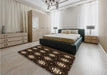 Patterned Black Rug in a Bedroom, pat2139org