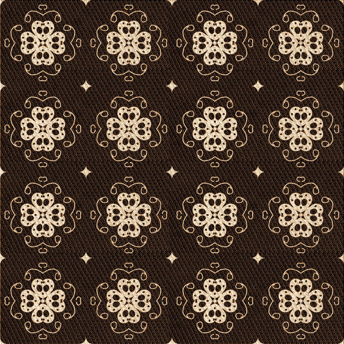 Round Patterned Black Rug, pat2139org