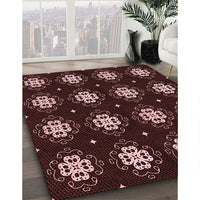 Patterned Chocolate Brown Rug, pat2139rd