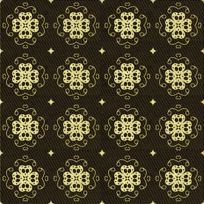 Round Machine Washable Transitional Black Rug, wshpat2139yw