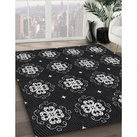 Patterned Black Novelty Rug, pat2139