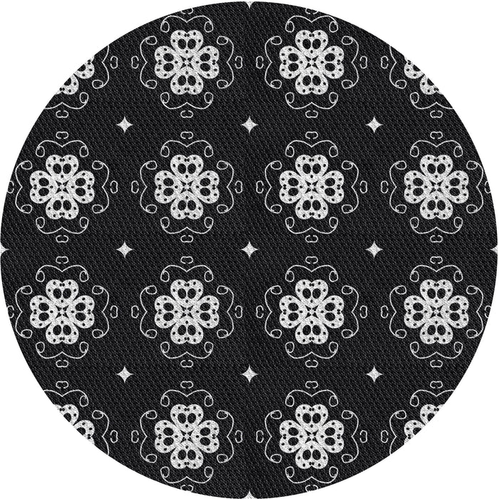 Square Machine Washable Transitional Black Rug, wshpat2139