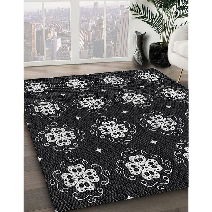 Machine Washable Transitional Black Rug in a Family Room, wshpat2139