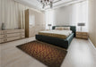 Patterned Saddle Brown Rug in a Bedroom, pat214brn