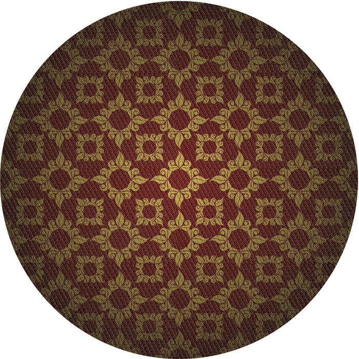 Square Patterned Saddle Brown Rug, pat214brn