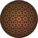 Square Patterned Saddle Brown Rug, pat214brn