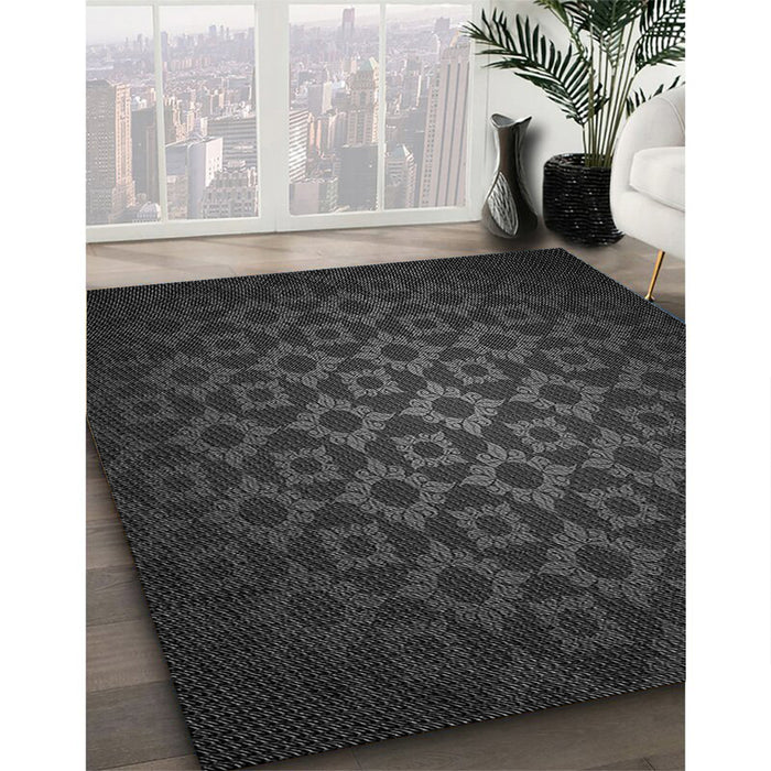 Machine Washable Transitional Midnight Gray Rug in a Family Room, wshpat214gry