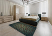 Patterned Midnight Gray Rug in a Bedroom, pat214lblu
