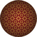 Square Patterned Mahogany Brown Rug, pat214org