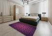 Patterned Purple Lily Purple Rug in a Bedroom, pat214pur