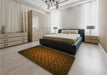 Patterned Dark Bronze Brown Rug in a Bedroom, pat214yw