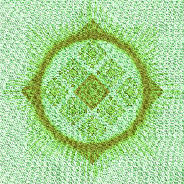 Round Patterned Green Rug, pat2140grn