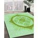 Patterned Green Rug in Family Room, pat2140grn