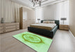Patterned Green Rug in a Bedroom, pat2140grn