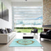 Square Patterned Electric Blue Rug in a Living Room, pat2140lblu