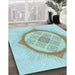 Machine Washable Transitional Electric Blue Rug in a Family Room, wshpat2140lblu