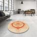 Round Patterned Golden Blonde Gold Rug in a Office, pat2140org
