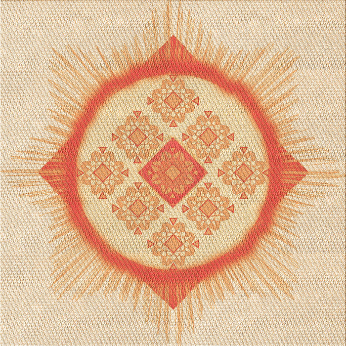 Round Patterned Golden Blonde Gold Rug, pat2140org