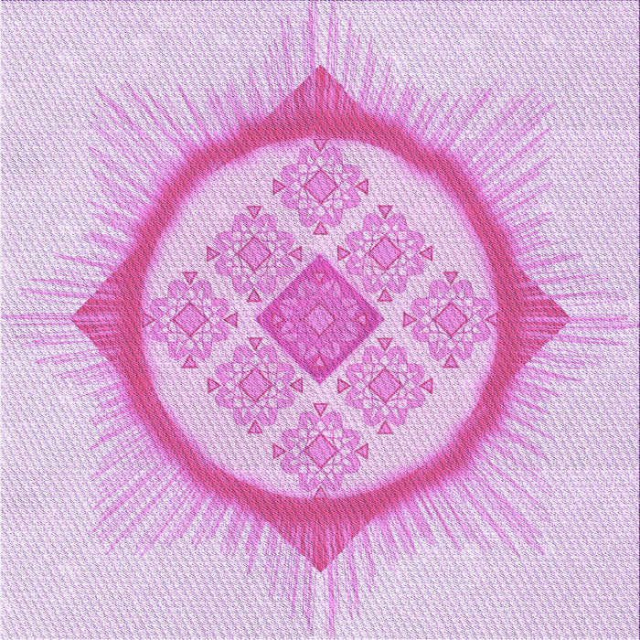 Round Patterned Blossom Pink Rug, pat2140pur