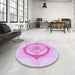 Round Patterned Blossom Pink Rug in a Office, pat2140pur
