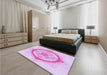 Patterned Blossom Pink Rug in a Bedroom, pat2140pur