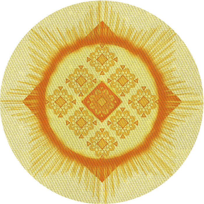 Square Machine Washable Transitional Yellow Rug in a Living Room, wshpat2140yw